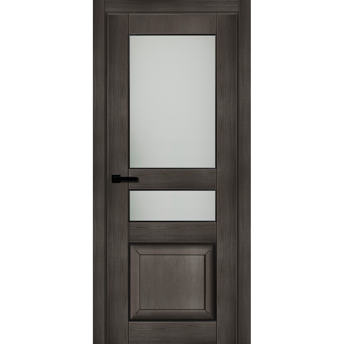 Дверь межкомнатная остеклённая с замком в комплекте Дерби 2000x800 мм CPL цвет дуб чёрный матовый